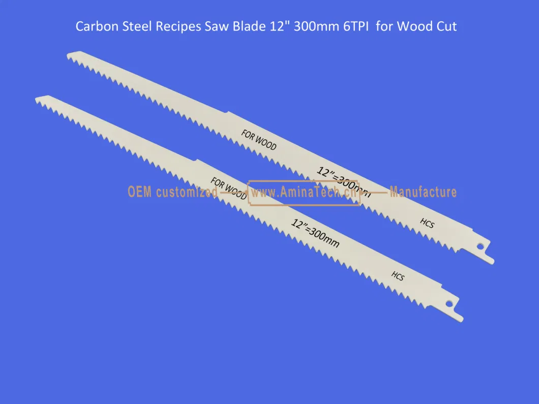 Carbon Steel Recipes Saw Blade 12" 300mm 6TPI for Wood Cut ,Reciprocating,Sabre Saw ,Power Tools